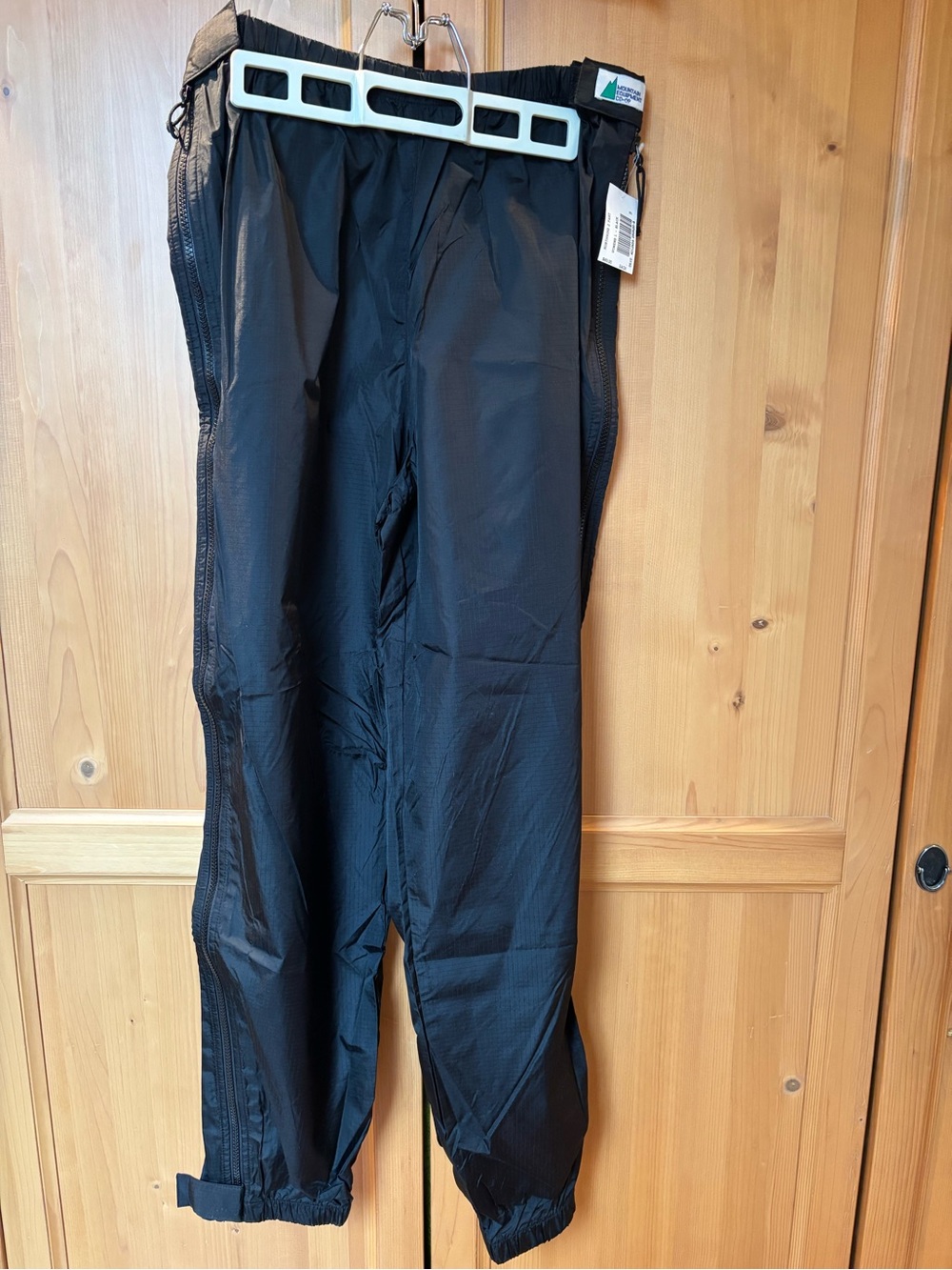 Women's Black Shell Nylon Pants with Side Zippers